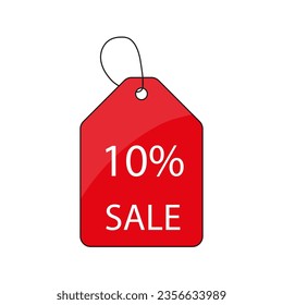 Price tag. Discount promotion. Sale 10 percent label. Vector illustration. EPS 10.