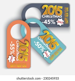 Price tag discounts. Labels Sale Set. Happy new year. Made in vector