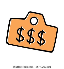 Price tag with dollar sign,commercial label for shops,simple cash symbol design.Financial graphic for retail and markets,economic icon for sale and trade.Isolated.Vector illustration.