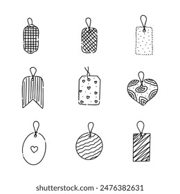 Price tag doodle line vector illustration
