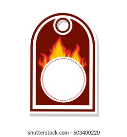 price tag with fire flames