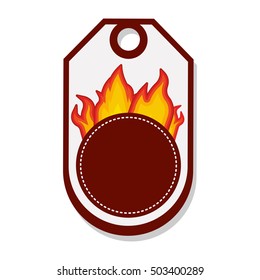 price tag with fire flames