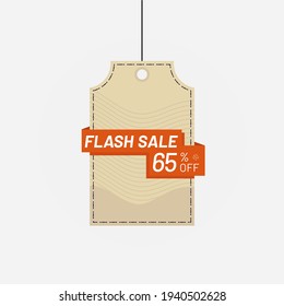 Price tag flash sale label discount 65 off Vector