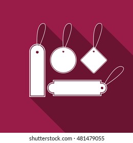 Price tag flat icon with long shadow. Vector Illustration