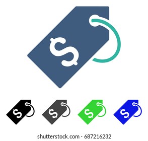 Price Tag flat vector pictograph. Colored price tag gray, black, blue, green pictogram variants. Flat icon style for web design.