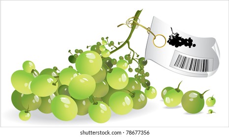 price tag, and grapes
