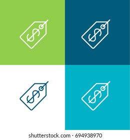 Price tag green and blue material color minimal icon or logo design