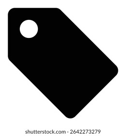 Ícone de preço ou de vetor de marca suspensa. Etiqueta de compra, venda, desconto, etiqueta de produto da loja ou símbolo de marca de mercadoria. Silhueta preta isolada sobre fundo branco.