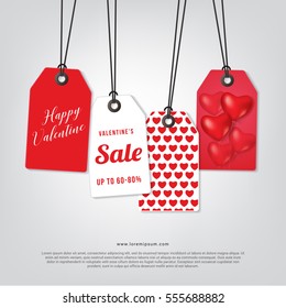 Price Tag happy valentineâ??s day, heart balloon, Poster vector illustration