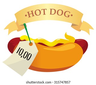 the price tag for hot dogs vector illustration
