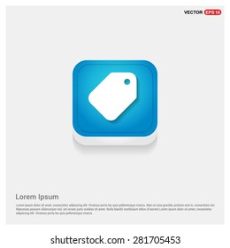 price tag icon - abstract logo type icon - blue abstract 3d button with light board and shadow on gray background. Vector illustration