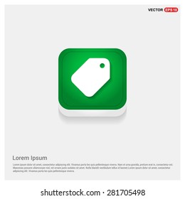 price tag icon - abstract logo type icon - green abstract 3d button with light board and shadow on gray background. Vector illustration