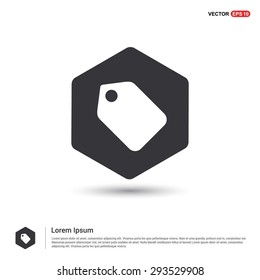 Price Tag icon - abstract logo type icon - hexagon black background. Vector illustration