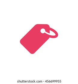 price tag icon or button in flat style with long shadow, isolated vector illustration on white transparent background