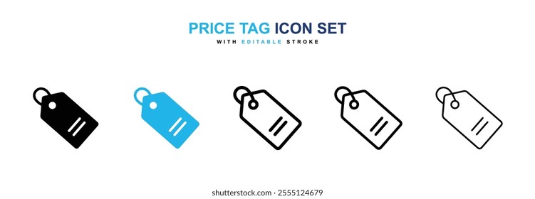 Price tag icon collection in black and blue colors