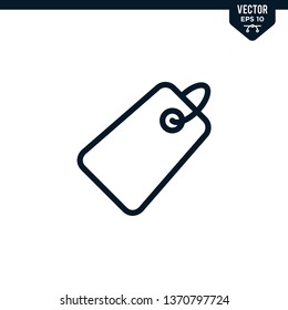 Price Tag icon collection in outlined or line art style, editable stroke vector