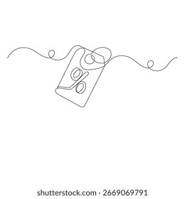 Icono de etiqueta de Precio Ilustración vectorial de contorno de dibujo de una línea continua 