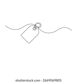 Price tag icon  continuous one line drawing  outline vector illustration 