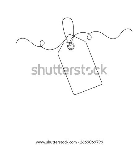 Price tag icon  continuous one line drawing  outline vector illustration 