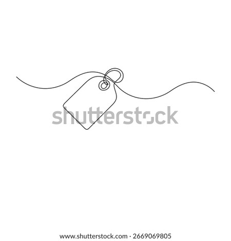 Price tag icon  continuous one line drawing  outline vector illustration 
