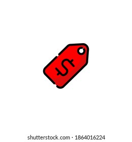 Price tag icon. E-commerce and online shopping icon. Simple, outline, flat, black, color.