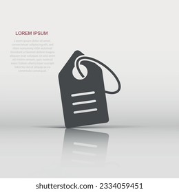 Price tag icon in flat style. Label vector illustration on white isolated background. Sale coupon business concept.