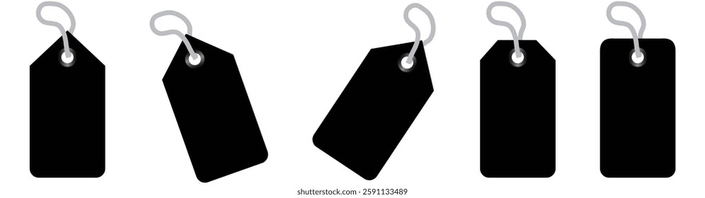 Price tag icon. Hangtag label flat icon. Blank paper label or cloth tag set isolated. Vector illustration.