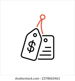 Icono de etiqueta de precio isolea la ilustración de material vectorial de fondo blanco.