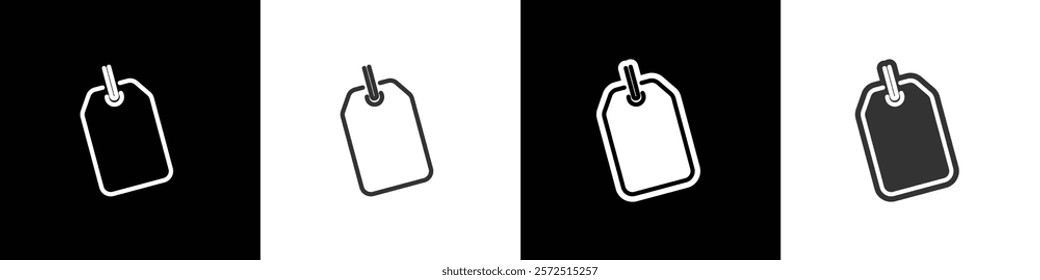 Price tag icon. Price Label Discount tag. Shape of price tag icon set. Flat and line price tag icon vetor illustration in black white and transparent background. Eps10