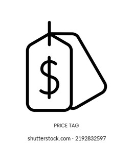 Price Tag Icon. Line Art Style Design Isolated On White Background