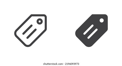 Price tag icon, line and glyph version, outline and filled vector sign. Price label linear and full pictogram. Symbol, logo illustration. Different style icons set