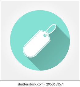 Price tag  - icon with long shadow, flat design. Vector illustration.