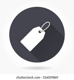 Price tag  icon with long shadow, flat design. Vector illustration.