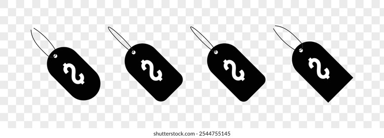 Price tag icon on transparent background. black price icon set with  Doller sign. 