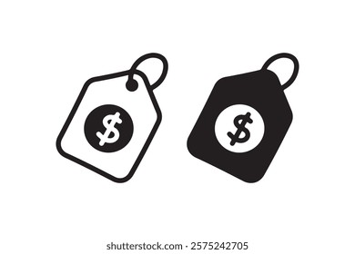 price tag icon outline and silhouette style