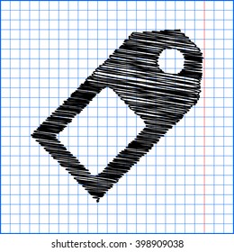 price tag icon with pen effect on paper