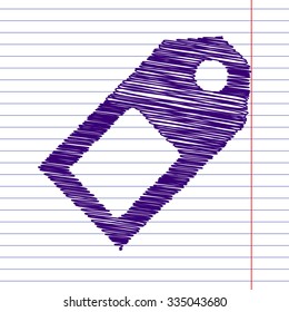 price tag icon  with pen and school paper effect 