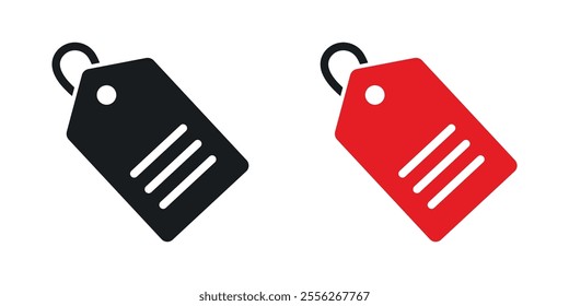 Price tag icon set in black and colored versions.