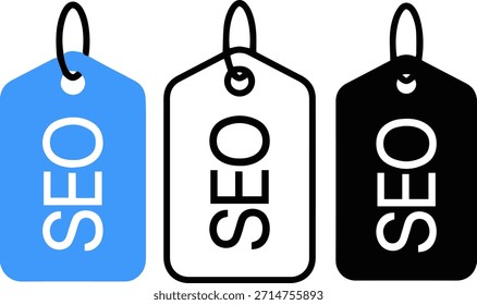 “seo price tag icon set, flat vector, bold minimal style, loop detail”