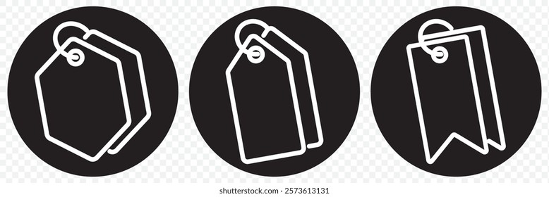 Price tag icon set. Labels, Keywords, Coupons, Categories, Discount. Red, black, outline vector icon in line style design for website, app, UI, isolated on white background. EPS 10 vector illustration