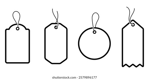 Price tag icon set. Labels, Keywords, Coupons, Categories, Discount concept. 