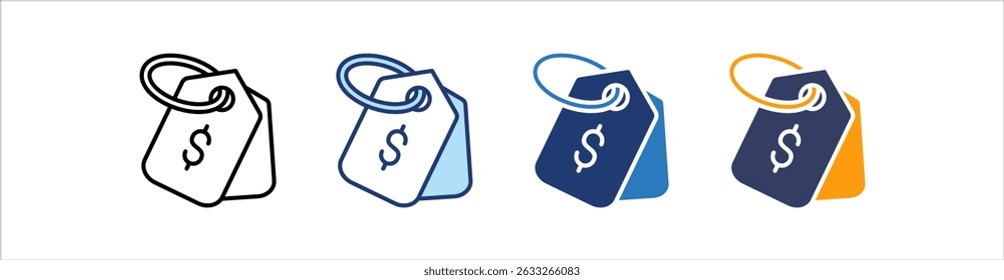 Price Tag Icon Set Multiple Style Collection
