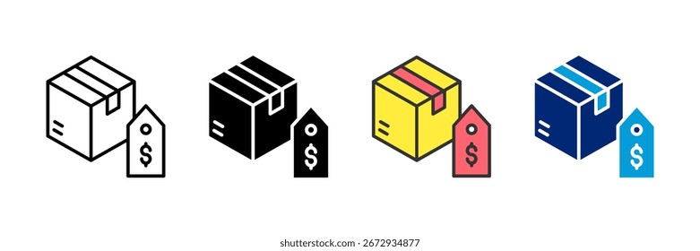 Price Tag Icon Set Multiple Style Collection