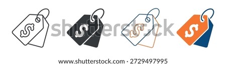 Price Tag Icon Set Multiple Style Collection