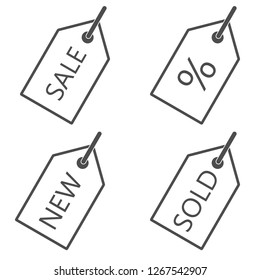 Price Tag icon set. Vector illustration, flat design.