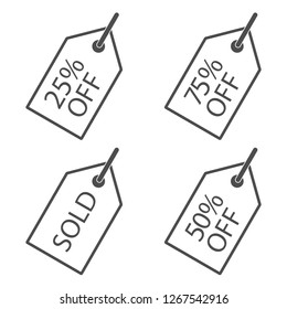 Price Tag icon set. Vector illustration, flat design.