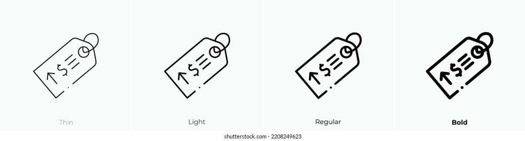 price tag icon. Thin, Light Regular And Bold style design isolated on white background