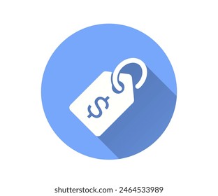 Price tag icon, vector flat design with long shadow.