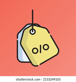 Price Tag Icon Vector Illustration. Flat Outline Cartoon. Shopping and Ecommerce Icon Concept Isolated Premium Vector