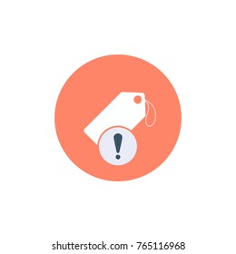 Price tag icon. Vector label. Store coupon sign. Exclamation point icon.